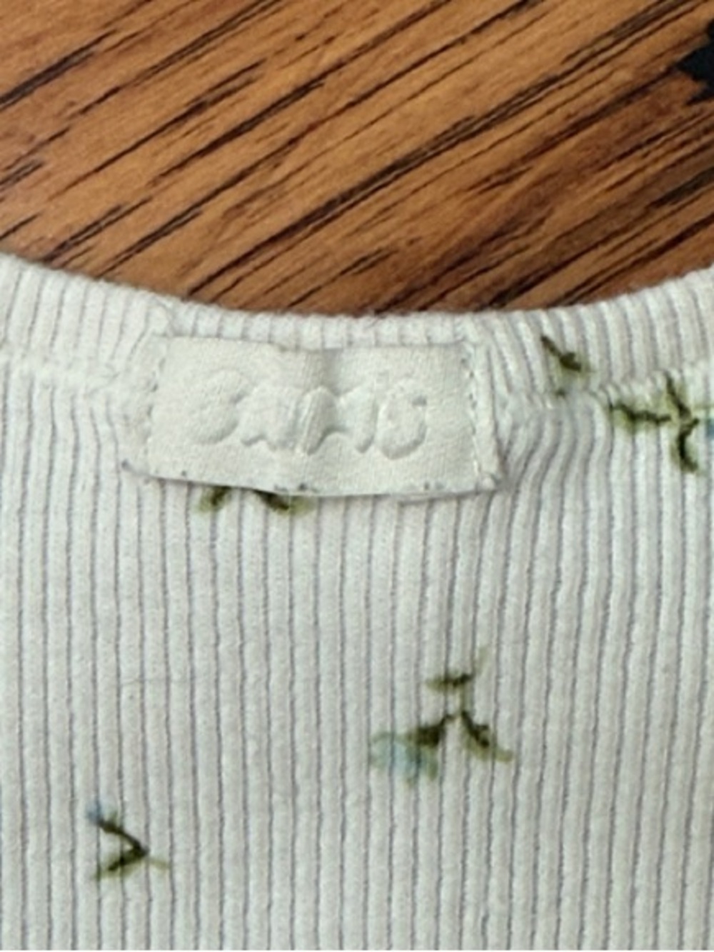 SKIMS Cream Ribbed Tank with Tiny Green Floral Print - Picture 4 of 4